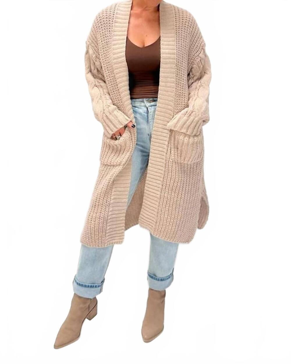 NEW PROMESA cable knit cardigan in oatmeal